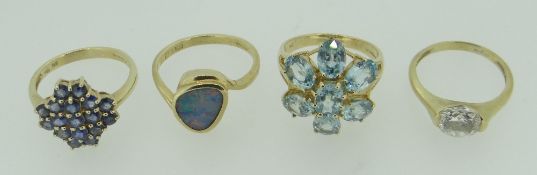 14CT GOLD STONE SET RINGS OF VARIOUS DESIGN to include opal ETC 17.2 grams (4)