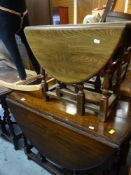 GOOD OAK DROP LEAF BARLEY TWIST OVAL DINING TABLE, together with a similar small oak drop leaf