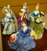 SEVEN ROYAL DOULTON FIGURES including 'Elyse' HN2429, 'Grand Manner' HN2723, 'Adrienne' HN2304, '