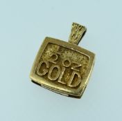 9CT GOLD 'HALF OZ GOLD' PENDANT, 13.6 grams