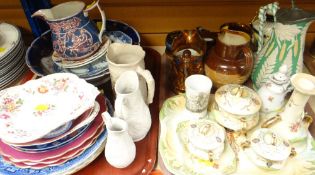 MIXED CHINA including Dart vintage dressing table set, blue and white Chinese export plate, lustre