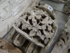 VICTORIAN PLASTER MAQUETTE with carved vine leaves and grapes on a pillar top, 32 x 26cms