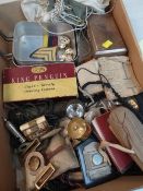 MAINLY MILITARY COLLECTABLES including buttons, some badges, compass, lanyards ETC