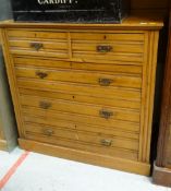 VICTORIAN SATINWOOD CHEST OF DRAWERS, two short above three long, 100cms tall