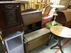 FURNITURE to include a good circular wine table, two other circular tables, a narrow bureau bookcase