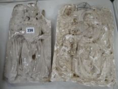TWO VICTORIAN PLASTER MAQUETTES depicting an Angel carrying an heraldic shield, together with the