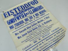 VINTAGE EISTEDDFOD POSTER for Llanberis in 1964 (unframed), 55 x 44cms