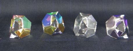 SWAROVSKI CRYSTAL OCTRON COLOURED PAPER WEIGHTS (4)
