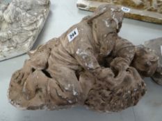 VICTORIAN PLASTER MAQUETTE of a bearded man wrestling with a lion, 25 x 37cms Provenance:PLEASE