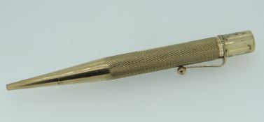 9CT YELLOW GOLD 'BAKER'S POINTER' PROPELLING PENCIL 35.1 GRAMS