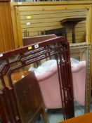 THREE MODERN WALL MIRRORS including one pine framed