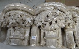 VICTORIAN PLASTER MAQUETTE of a carved pillar top with carved decoration of monkeys and acanthus