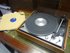 VINTAGE DUAL TURN TABLE RECORD PLAYER and small parcel of LP records