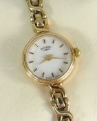 ROTARY LADIES WRISTWATCH ON 9CT GOLD STRAP in box with paperwork