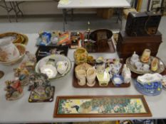 ASSORTED CERAMICS including decorative framed panel of tiles, Royal Doulton jug, transfer-ware ETC