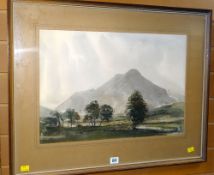 DAVID JOHNS SWEETINGHAM watercolour - Scottish Highlands scene entitled 'The Peak of Glencoe',