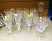 CUT GLASS DRINKING GLASSES ETC including set of eight Waterford crystal shaped tumblers, four Water