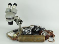 ASSORTED VINTAGE EQUIPMENT including a Paxette camera, two further similar period cameras, a Kyowa