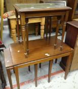 NEST OF THREE TABLES together with leather top nest of two tables