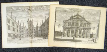 DAVID LOGGAN two loose engravings from Oxonia Illustrata - entitled 'Scholae Publicae
