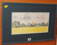 SEIRIOL DAVIES watercolour - entitled 'Eglwys Gadeiriol Llandaf O'r Caeau first of the sixth 84',