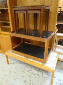 MID-CENTURY NEST OF THREE COFFEE TABLES / MID-CENTURY FORMICA TOP TROLLEY / MID-CENTURY LIGHT WOOD