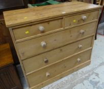 VINTAGE PINE CHEST OF TWO OVER THREE DRAWERS, 95cms h x 106cms w