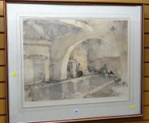 SIR WILLIAM RUSSELL FLINT limited edition (403/850) colour print - four figures in an ancient bath-