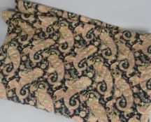 ANTIQUE BED QUILT with paisley repeat design, 200 x 160cms