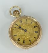 12CT GOLD SCROLL ENGRAVED FANCY FOB WATCH