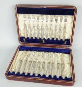 CASED SET OF TEN SILVER HANDLED PICKLE KNIVES & FORKS (missing 2), Sheffield hallmarks