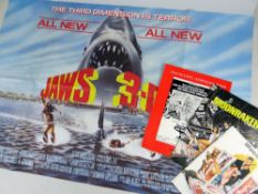 JAWS 3D POSTER together with Live and Let Die booklet, Moonraker booklet and Exhibitor's Campaign