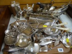 EPNS FLATWARE including ladle, coffee-bean spoons, mother of pearl handled tea knives, fish slices