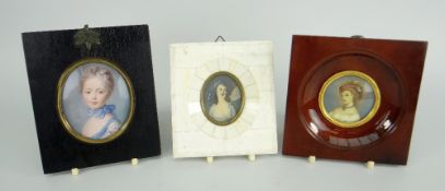 THREE VARIOUS REPRODUCTION MINIATURE PORTRAITS each of a female study