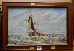 H W BRITCHER oil on board - sail boat at sea, signed and dated 1978, 25 x 39cms