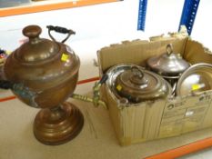 ASSORTED EPNS & HOTELWARE / COPPER & BRASS SAMOVAR
