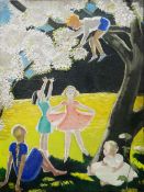 ANNA KATRINA ZINKEISEN (Scottish 1901-1976) oil on canvas - four children and a baby in a garden