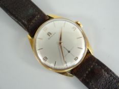 18CT GOLD OMEGA GENTS WRISTWATCH on later leather strap
