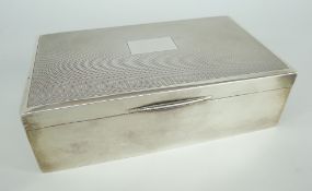 MODERN SILVER ENGINE TURNED TWO SECTION CIGARETTE BOX, Birmingham, makers mark H.C.D