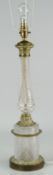 A REPRODUCTION HOBNAIL CUT GLASS & GILT METAL TABLE LAMP, 58cms high