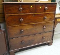 VICTORIAN MAHOGANY CHEST, three long and two short drawers