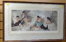 SIR WILLIAM RUSSELL FLINT limited edition (595/850) colour print - study of five exotic ladies,
