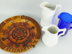 JOHN POLLOX SLIPWARE COMMEMORATIVE CHARGER for Queen Elizabeth II Silver Jubilee, potters mark to