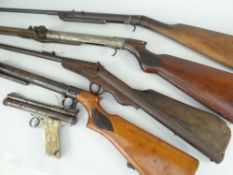 FOUR VINTAGE AIR RIFLES including a BSA standard and a Rosman air pistol (each in state of