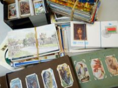ASSORTED POSTCARDS & ASSORTED CIGARETTE CARDS together with later bubble gum cards, commercial
