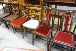 TWO ANTIQUE OAK KITCHEN CHAIRS, pair of darkwood Edwardian bedroom chairs and two others (6)