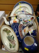 ASSORTED CERAMICS & POTTERY including Gaudy Welsh, Ironstone Masons jug, Wedgwood creamware, Crown