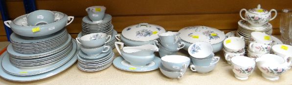 ROYAL WORCESTER 'WOODLAND' DINNERWARE including soup bowls, sauce boat, tureens, platters, teacups