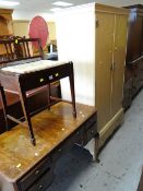 VINTAGE DILLON TWO DOOR WARDROBE / CARVED KNEE-HOLE FIVE DRAWER DRESSING TABLE / VINTAGE BOX-SEAT