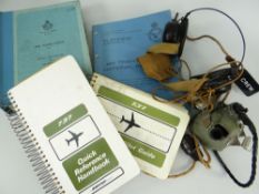 AVIATION RELATED ITEMS including pilot's oxygen mask, early 20th Century headphones, Royal Air Force